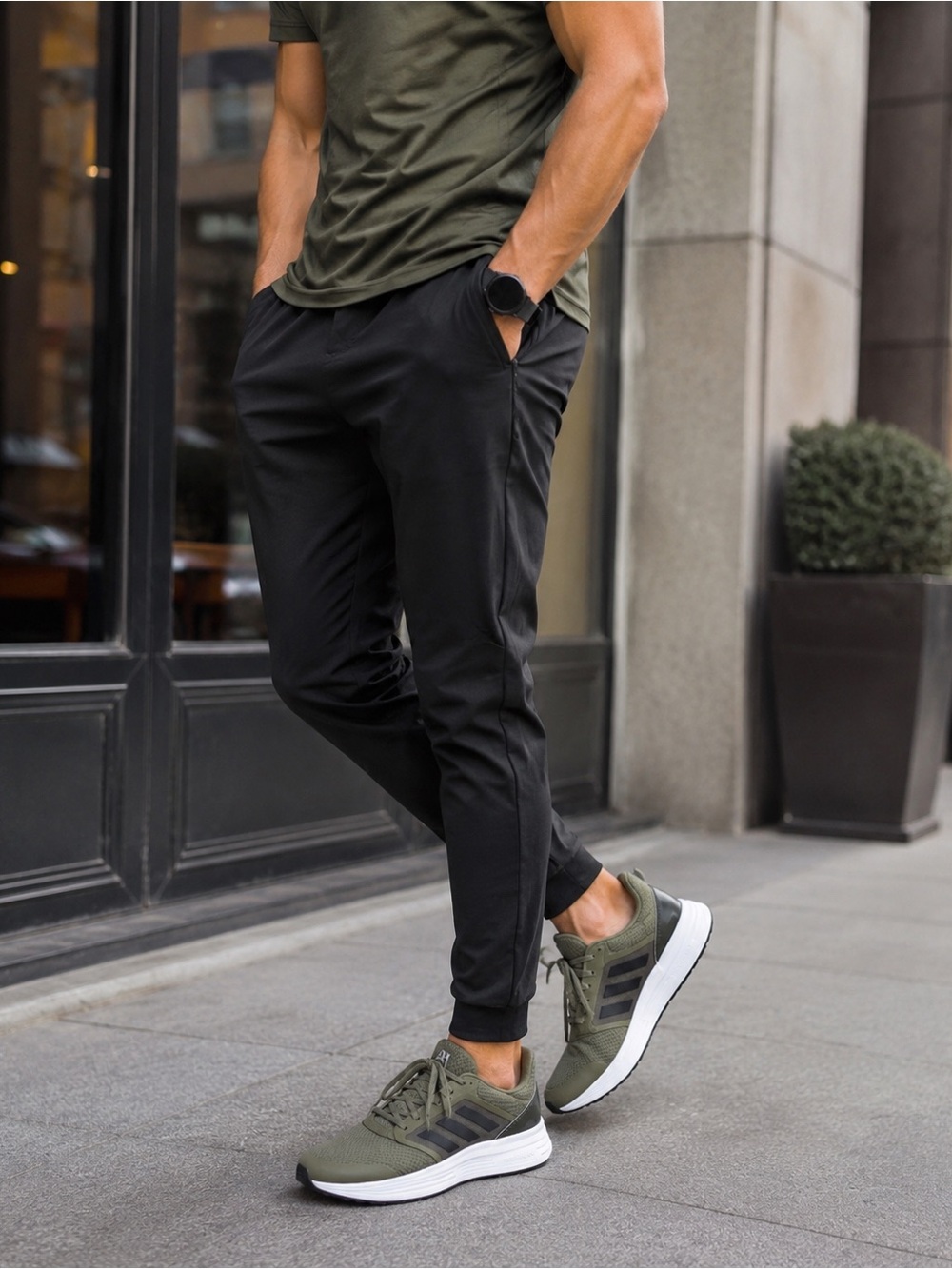ADIDAS Men's Olive Green Cloudfoam Comfort Athletic Shoes Sneakers 8